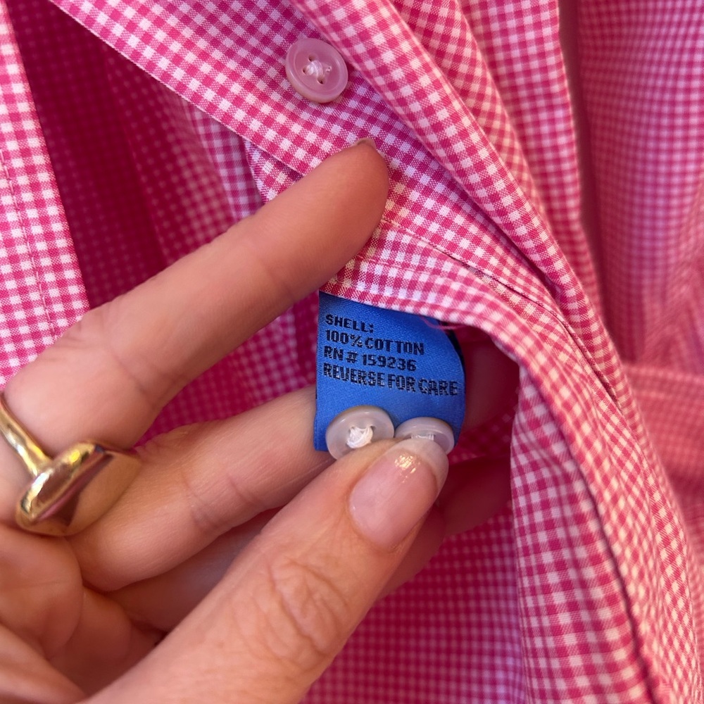 J.McLaughlin fuschia/white gingham shirt - Picture 6 of 9